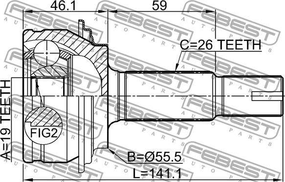 Febest 0110-KSP90Z19 - Ledsats, drivaxel xdelar.se