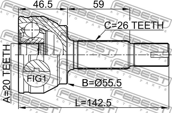 Febest 0110-KSP90 - Ledsats, drivaxel xdelar.se