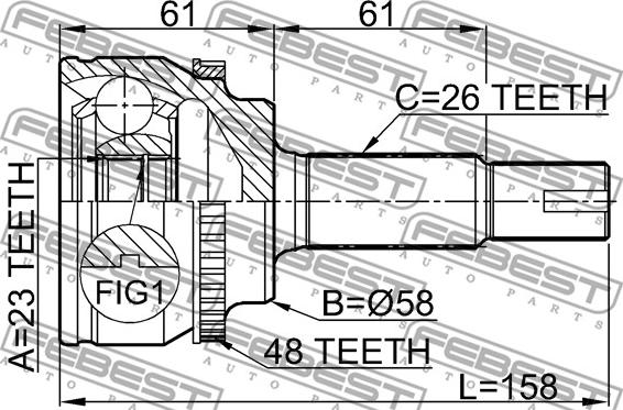 Febest 0110-ZZE120A48 - Ledsats, drivaxel xdelar.se