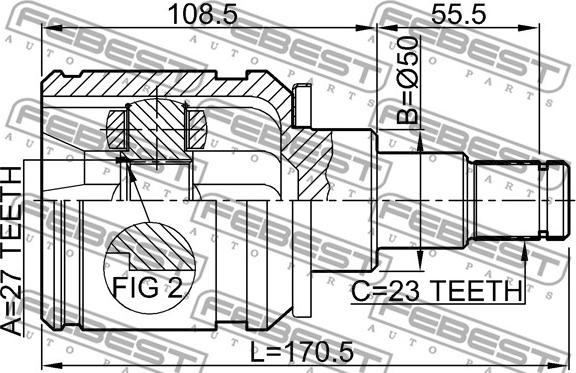 Febest 0111-ACA20LH - Ledsats, drivaxel xdelar.se