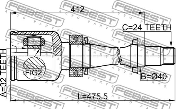 Febest 0111-CDT220RH - Ledsats, drivaxel xdelar.se