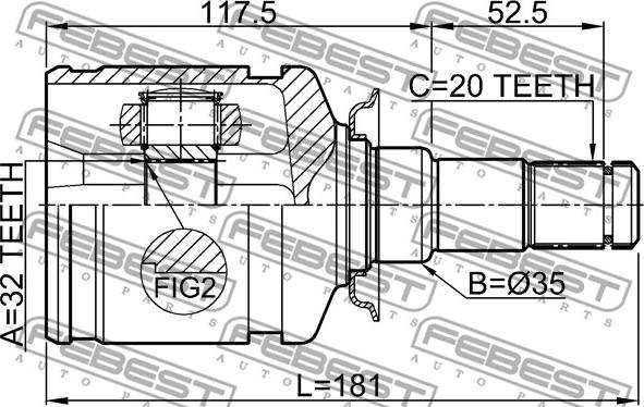 Febest 0111-CT220LH - Ledsats, drivaxel xdelar.se