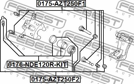 Febest 0175-AZT250F1 - Styrlagersats, bromsok xdelar.se