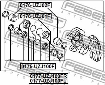 Febest 0175-UZJ100F - Reparationssats, bromsok xdelar.se