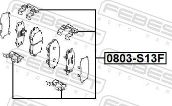 Febest 0803-S13F - Tillbehörssats, skivbromsbelägg xdelar.se