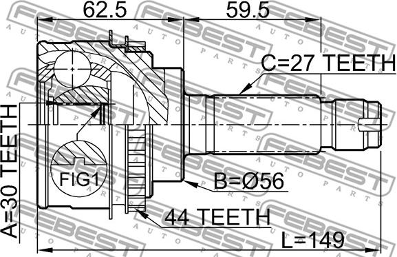 Febest 0810-026A44 - Ledsats, drivaxel xdelar.se