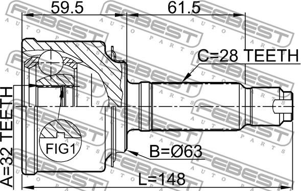 Febest 0310-057 - Ledsats, drivaxel xdelar.se