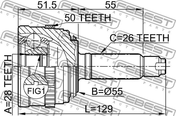 Febest 0310-035A50 - Ledsats, drivaxel xdelar.se