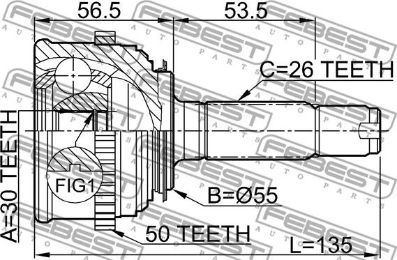 Febest 0310-024A50 - Ledsats, drivaxel xdelar.se