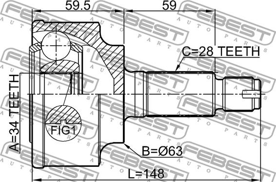 Febest 0310-CL22 - Ledsats, drivaxel xdelar.se