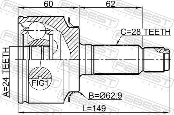 Febest 0310-LX15 - Ledsats, drivaxel xdelar.se