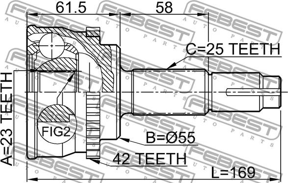 Febest 0210-017A42 - Ledsats, drivaxel xdelar.se