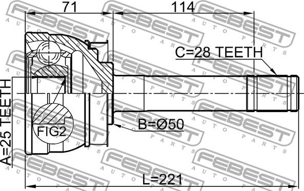 Febest 0210-071 - Ledsats, drivaxel xdelar.se