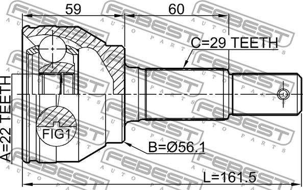 Febest 0210-F15 - Ledsats, drivaxel xdelar.se