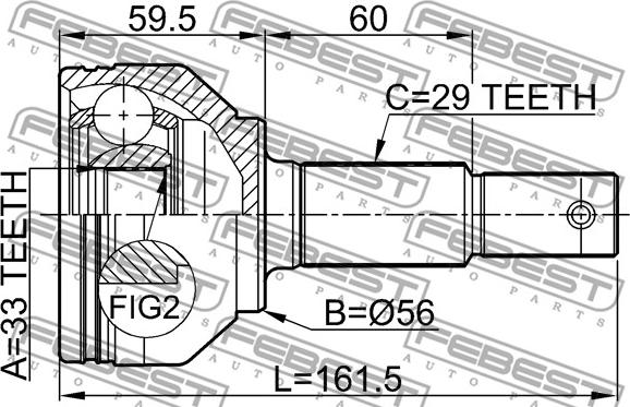 Febest 0210-J1016 - Ledsats, drivaxel xdelar.se