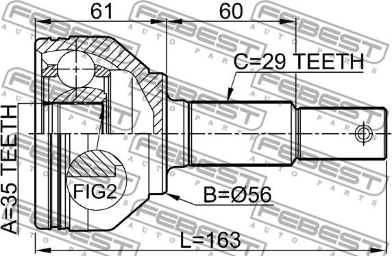 Febest 0210-J1020 - Ledsats, drivaxel xdelar.se