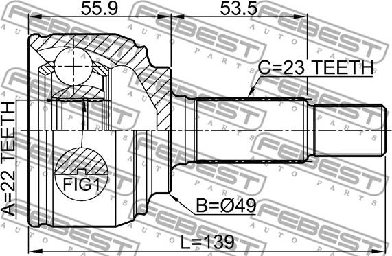 Febest 0210-K12E - Ledsats, drivaxel xdelar.se