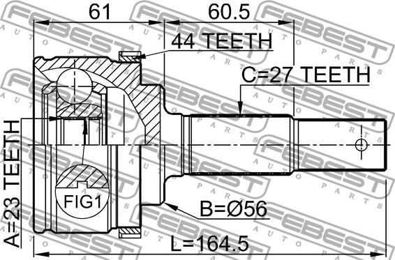 Febest 0210-P12QG16A44 - Ledsats, drivaxel xdelar.se