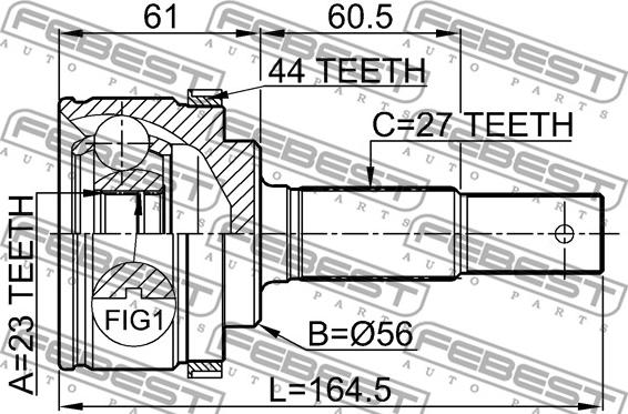 Febest 0210-P12QG18A44 - Ledsats, drivaxel xdelar.se