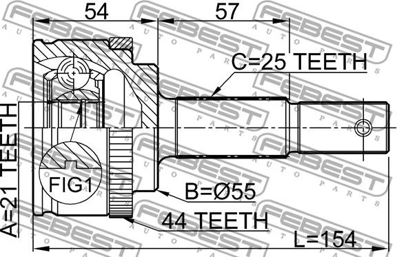 Febest 0210-QG15A44 - Ledsats, drivaxel xdelar.se