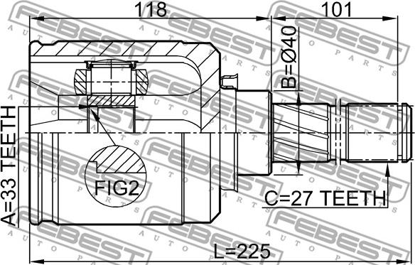 Febest 0211-J1020GLH - Ledsats, drivaxel xdelar.se