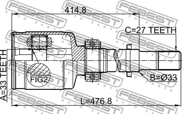 Febest 0211-J1020GRH - Ledsats, drivaxel xdelar.se