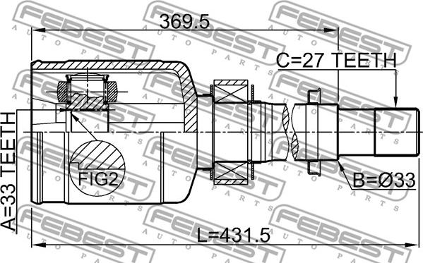 Febest 0211-J10ERH - Ledsats, drivaxel xdelar.se