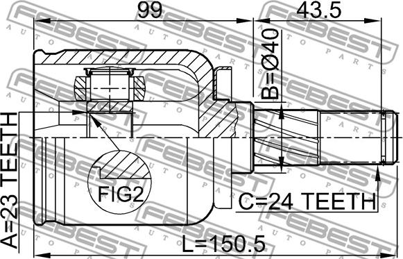 Febest 0211-P12QG16 - Ledsats, drivaxel xdelar.se