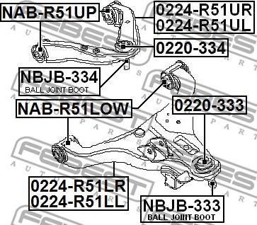 Febest NAB-R51UP - Länkarmsbussning xdelar.se