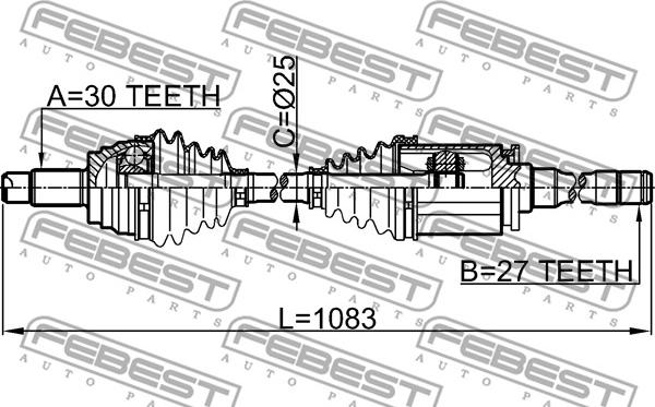 Febest 1914-E70RH - Drivaxel xdelar.se