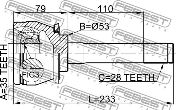 Febest 1410-MUS - Ledsats, drivaxel xdelar.se