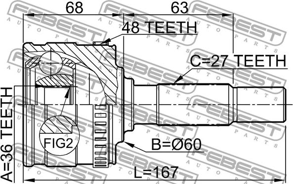 Febest 1610-802A48 - Ledsats, drivaxel xdelar.se