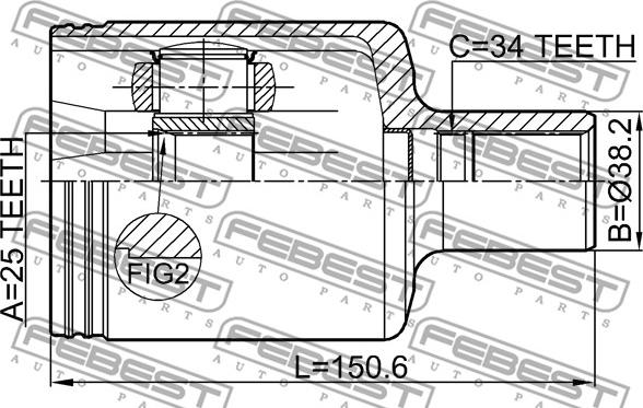 Febest 1611-204LH - Ledsats, drivaxel xdelar.se