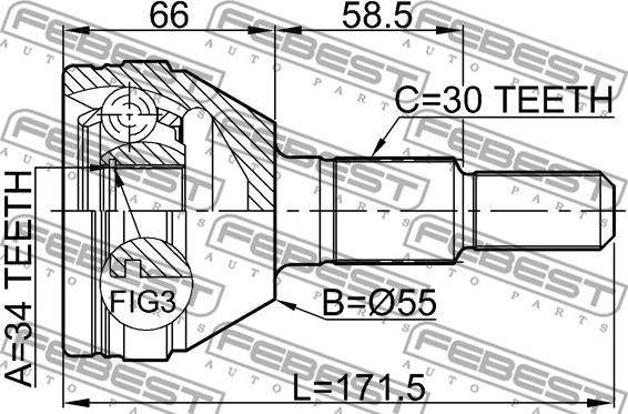 Febest 1010-CAP - Ledsats, drivaxel xdelar.se