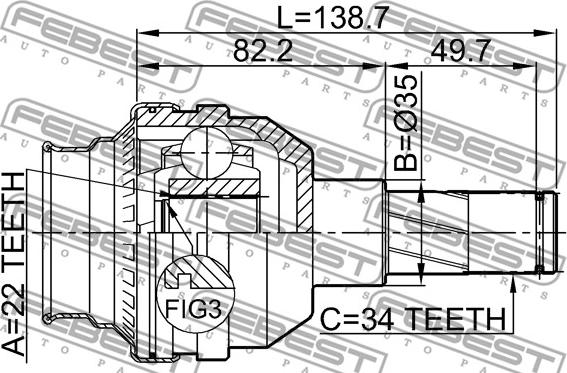 Febest 1111-T200 - Ledsats, drivaxel xdelar.se