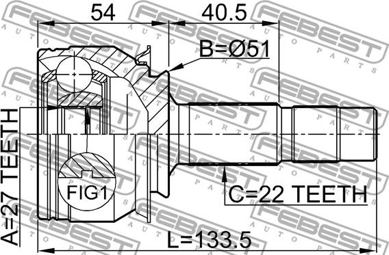 Febest 1810-Z14 - Ledsats, drivaxel xdelar.se