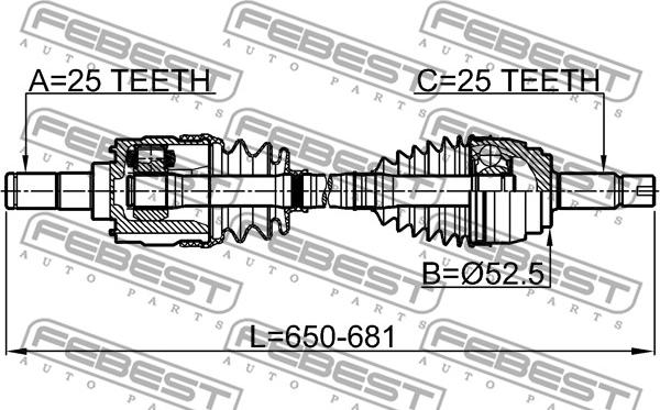 Febest 1214-SOLLH - Drivaxel xdelar.se