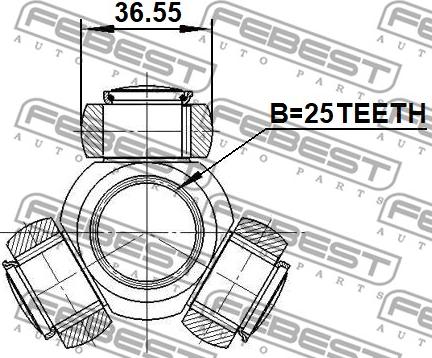 Febest 1216-EFMT - Trepunktsnav, drivaxel xdelar.se