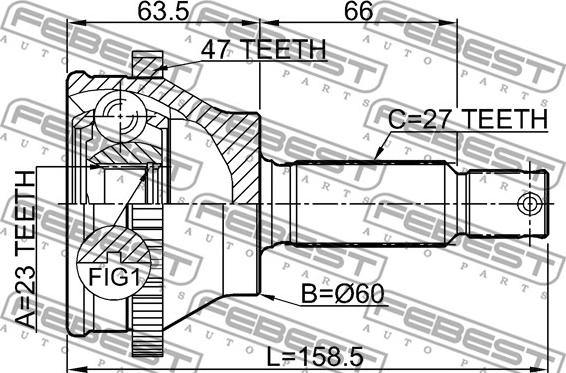 Febest 1210-EFATA47 - Ledsats, drivaxel xdelar.se