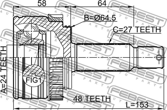 Febest 1210-IX35A48 - Ledsats, drivaxel xdelar.se