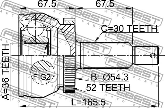 Febest 1210-SFCLA52 - Ledsats, drivaxel xdelar.se