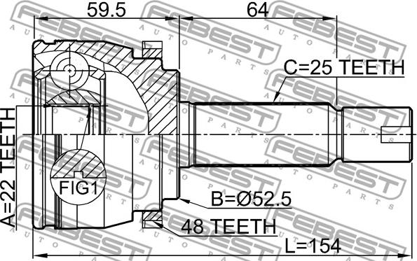 Febest 1210-SOLA48 - Ledsats, drivaxel xdelar.se