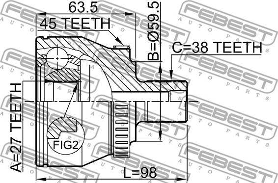 Febest 1710-011A45 - Ledsats, drivaxel xdelar.se