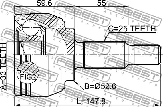 Febest 2410-DUST - Ledsats, drivaxel xdelar.se