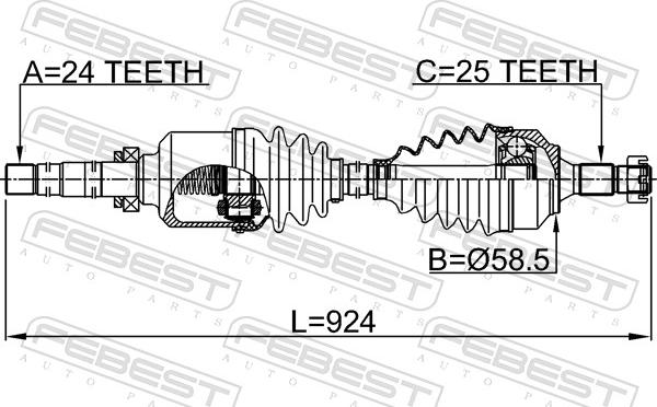 Febest 2514-B7MTRH - Drivaxel xdelar.se