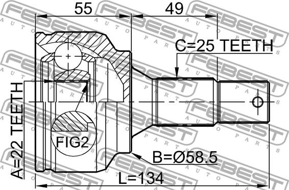 Febest 2510-30716 - Ledsats, drivaxel xdelar.se