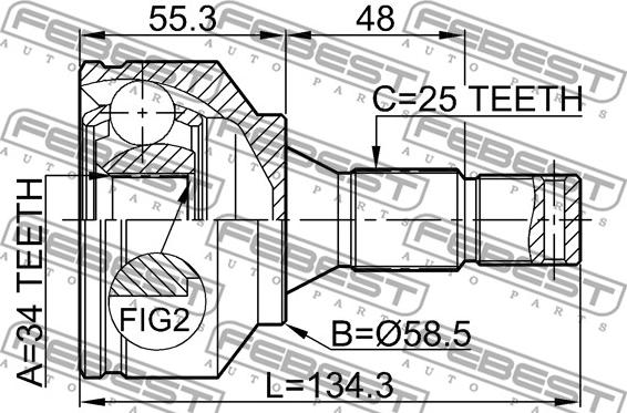 Febest 2510-30720 - Ledsats, drivaxel xdelar.se