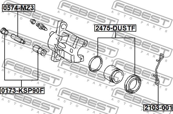 Febest 2103-001 - Fjäder, skivbromsbelägg xdelar.se