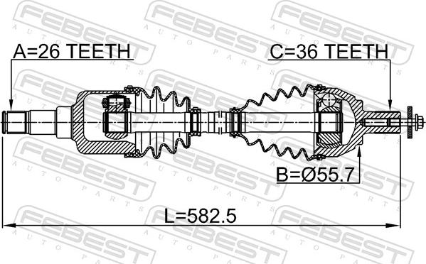 Febest 2114-CB4LH - Drivaxel xdelar.se