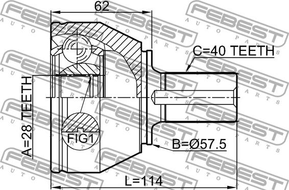 Febest 2110-CA220 - Ledsats, drivaxel xdelar.se